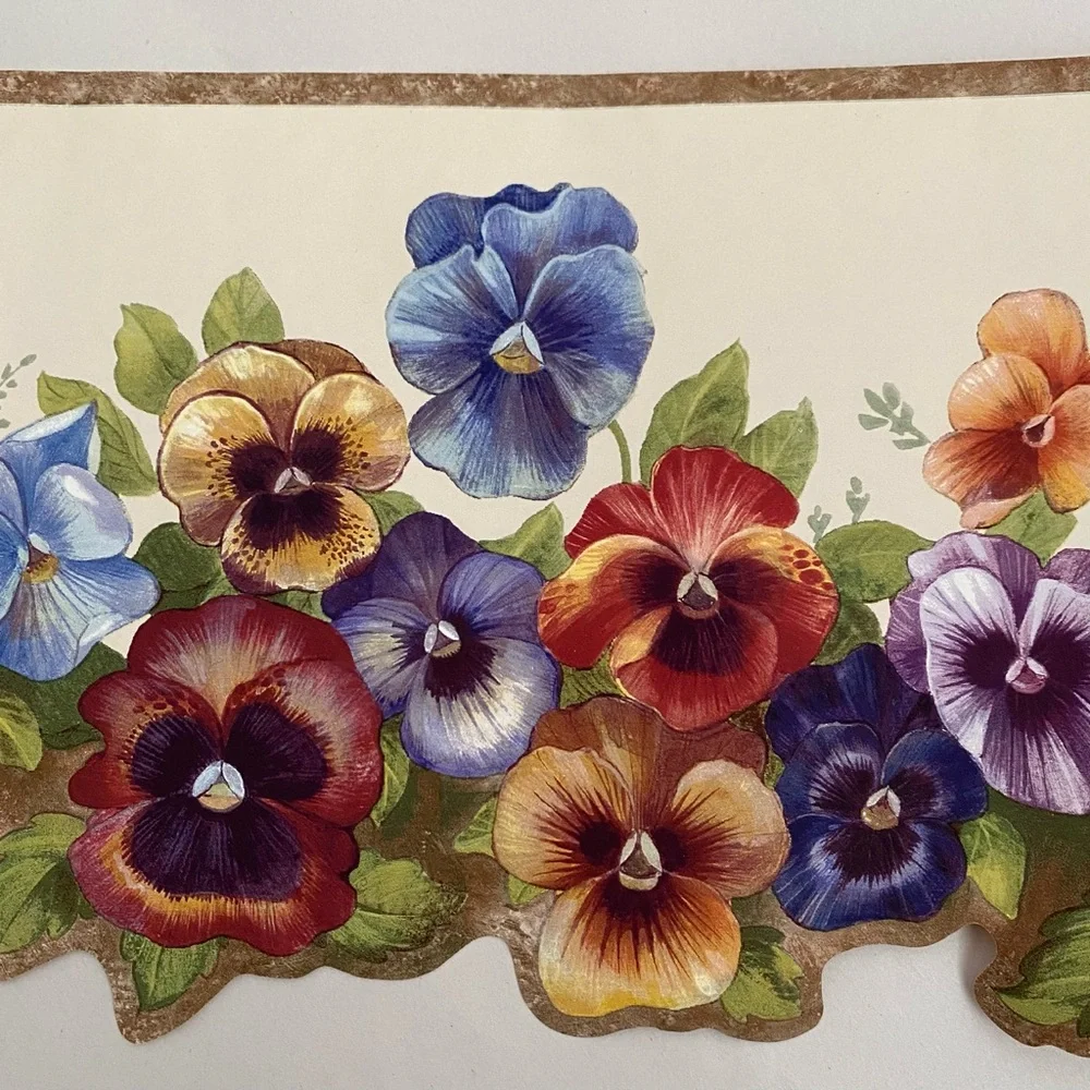 Pansy Garden Wallpaper Border by Brewster Home Fashions 15 feet x 6.25”